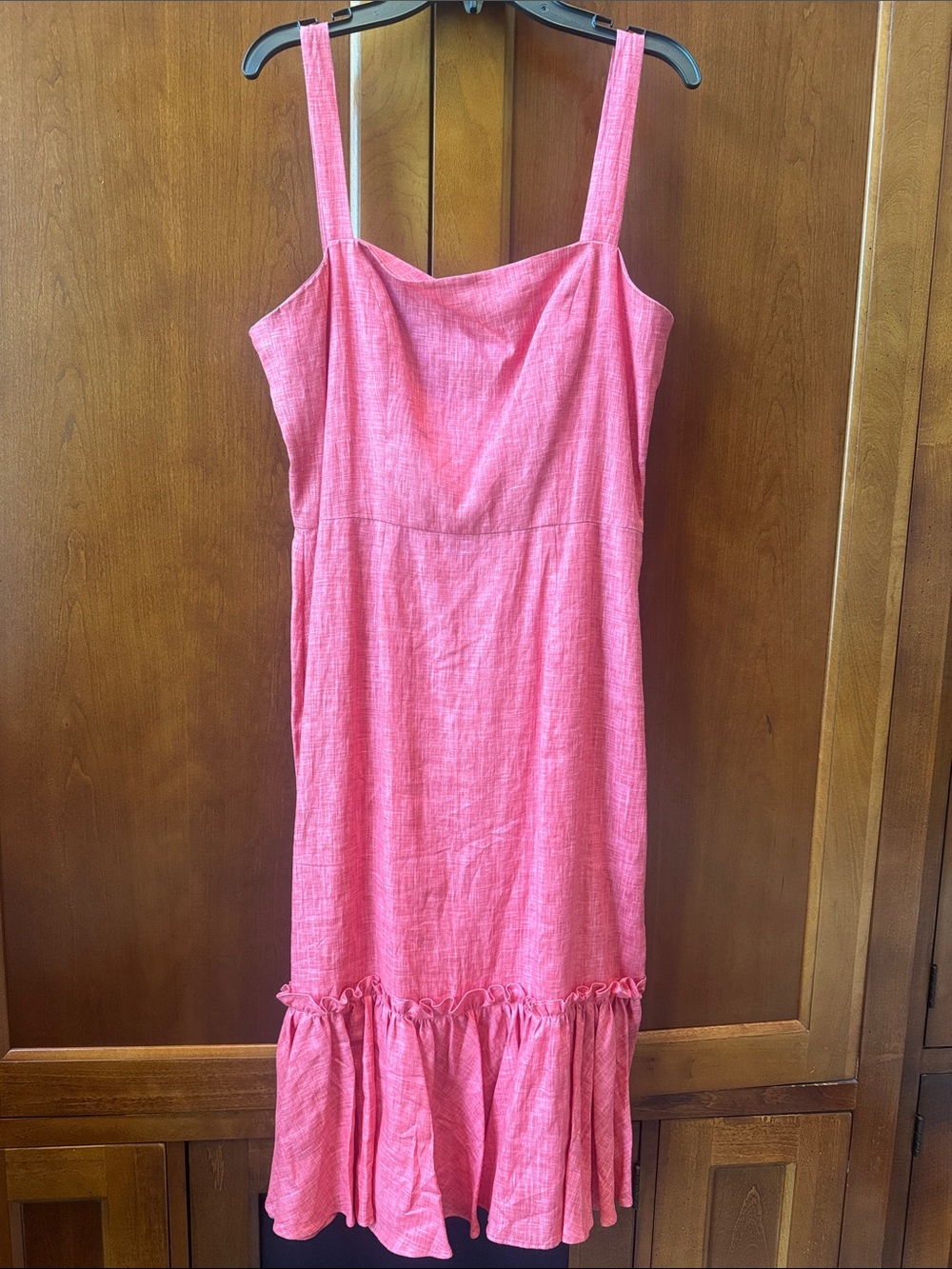 Milly Pink Sleeveless Ruffle-Hem Midi Dress